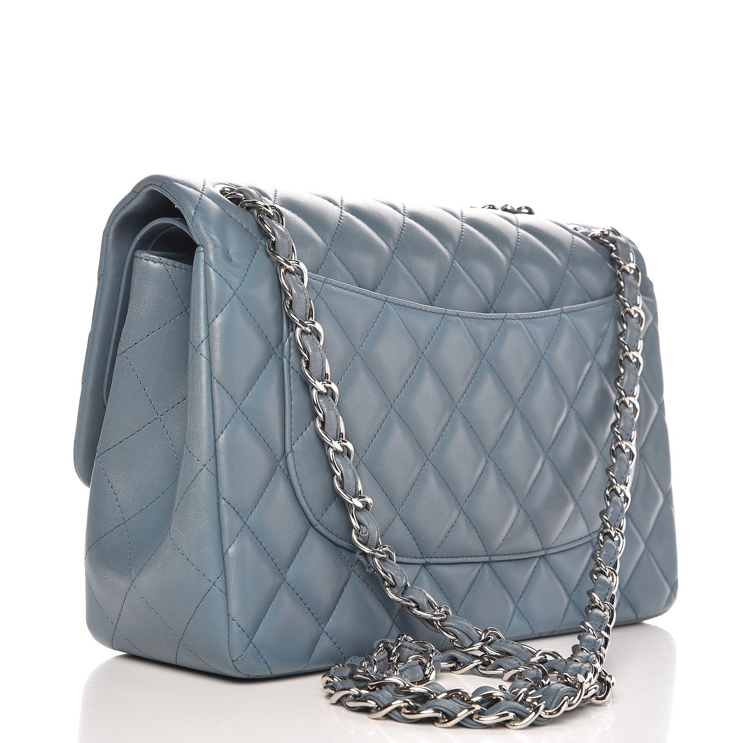 Chanel Lambskin Quilted Jumbo Double Flap Blue 3 of 10