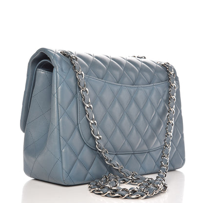 Chanel Lambskin Quilted Jumbo Double Flap Blue 3 of 10
