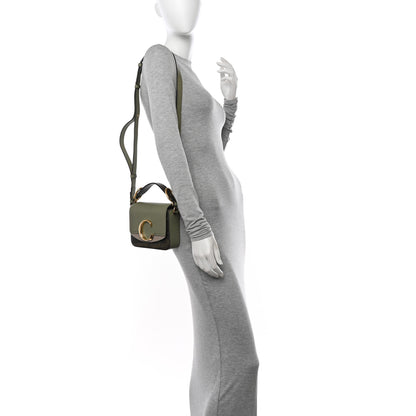 Chloe Goatskin Calfskin Lizard Embossed Mini C Double Carry Antique Green 2 of 11