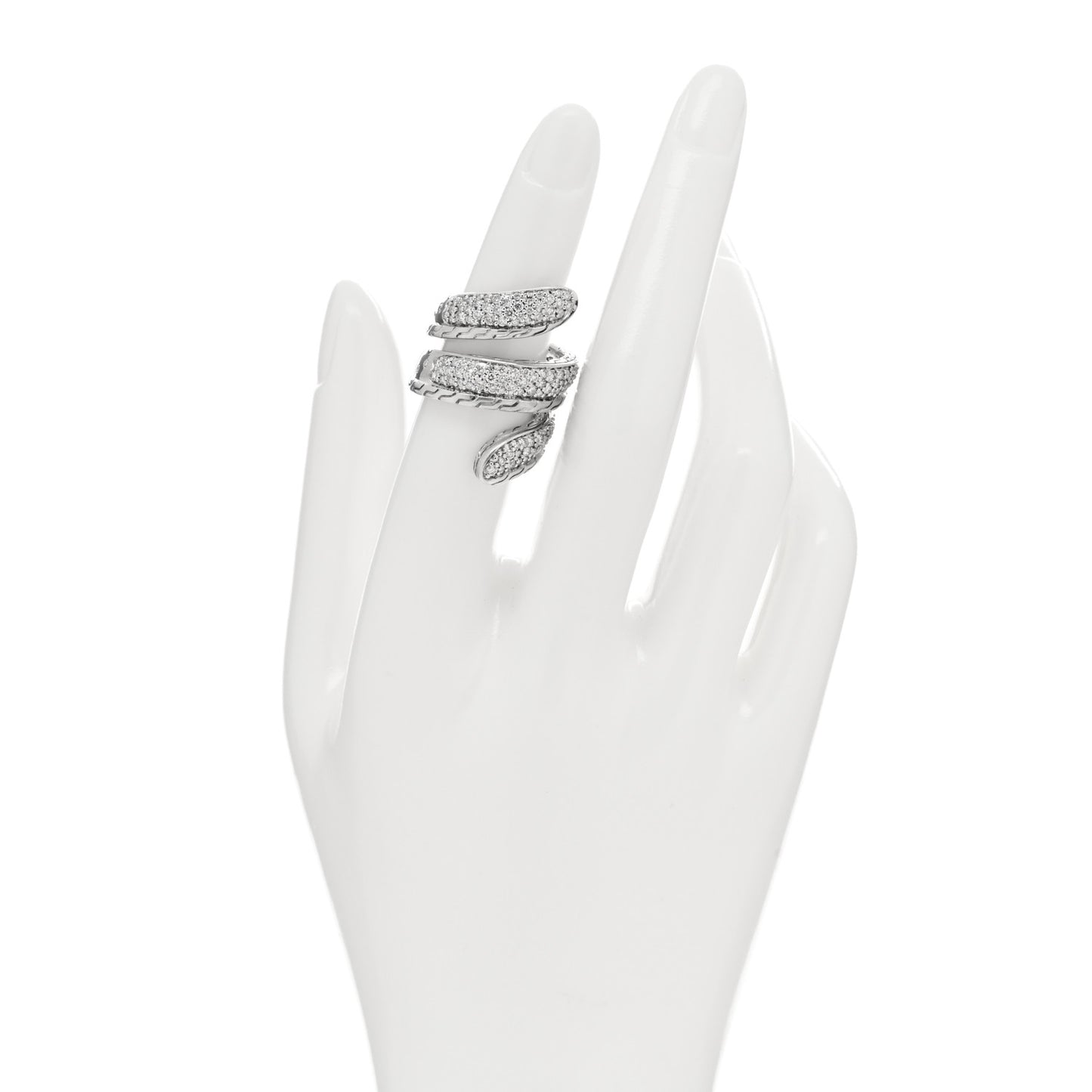 Sterling Silver Diamond Classic Chain Pave Wrap Ring 52 6