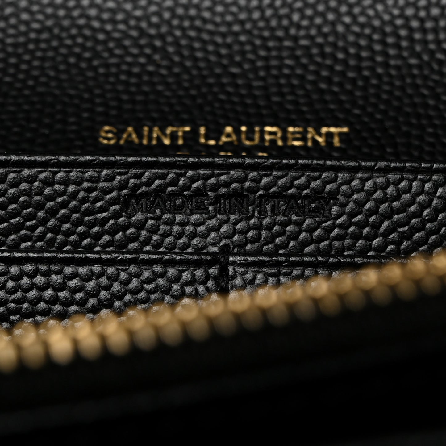 SAINT LAURENT Grain De Poudre Matelasse Chevron Monogram Flap Wallet Black