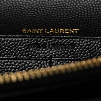 Saint Laurent SAINT LAURENT Grain De Poudre Matelasse Chevron Monogram Flap Wallet Black 6 of 8