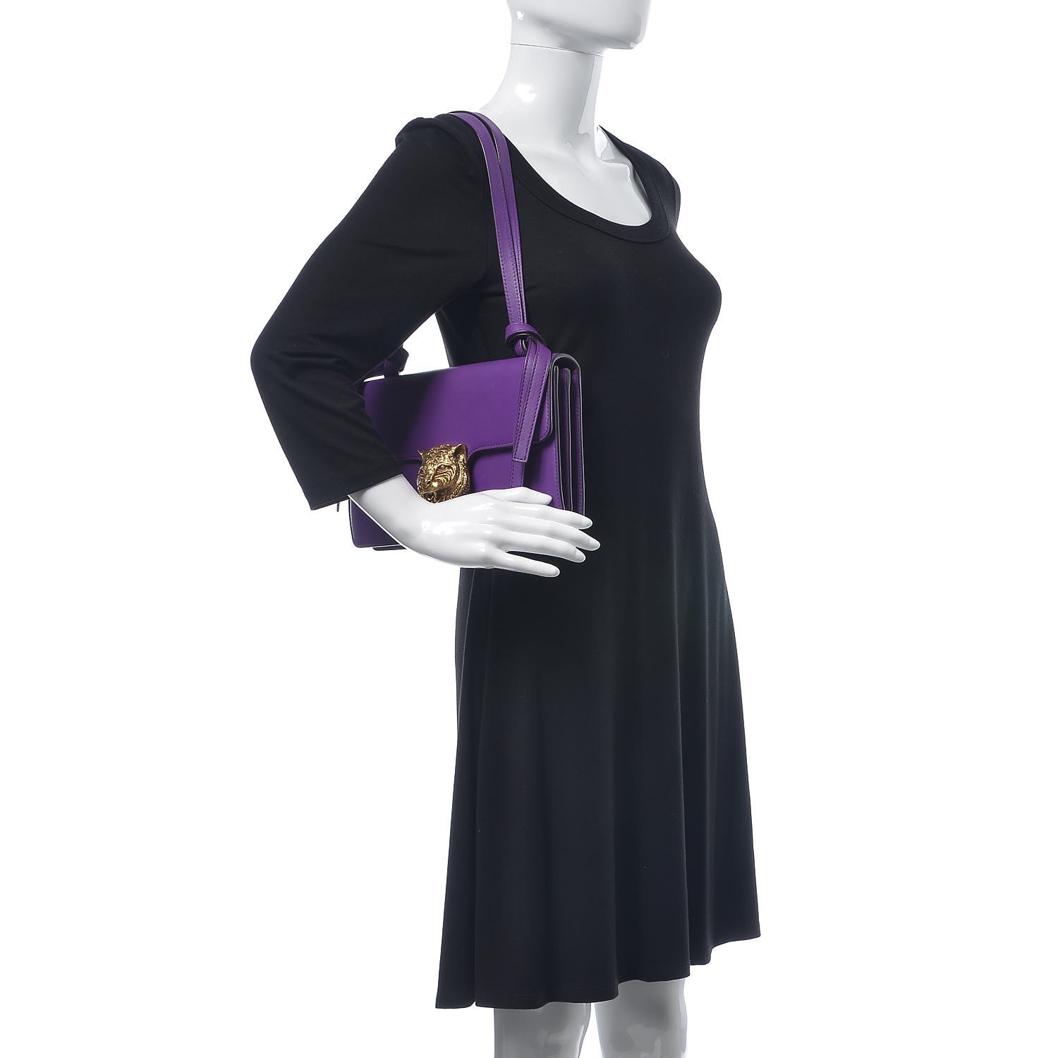 Gucci Calfskin Animalier Shoulder Bag Purple 2 of 8