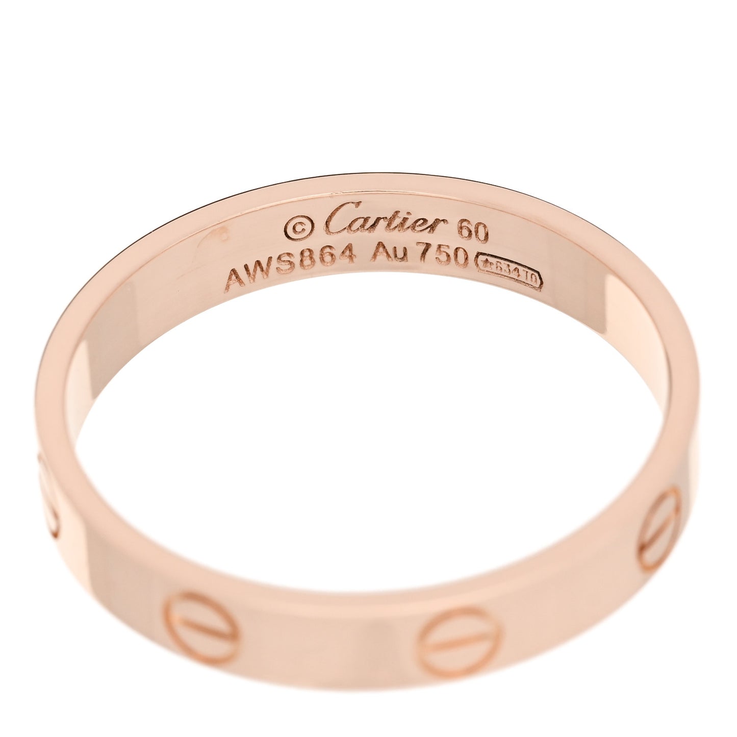 18K Pink Gold 3.5mm LOVE Wedding Band Ring 60 9.25