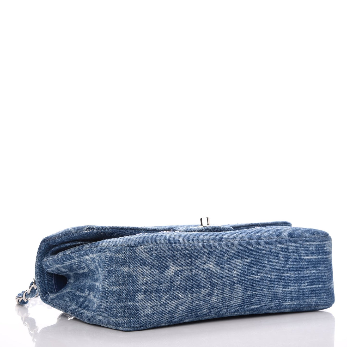 Denim Tweed Quilted Medium Double Flap Blue