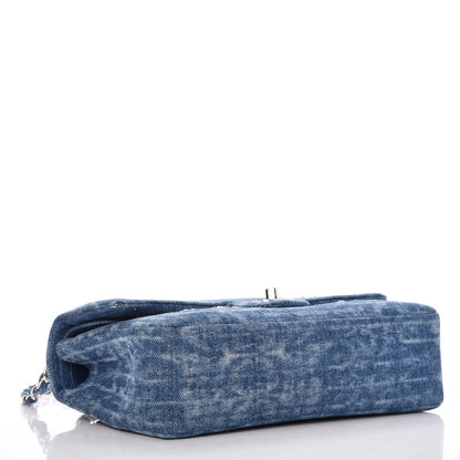 Chanel Denim Tweed Quilted Medium Double Flap Blue 4 of 8