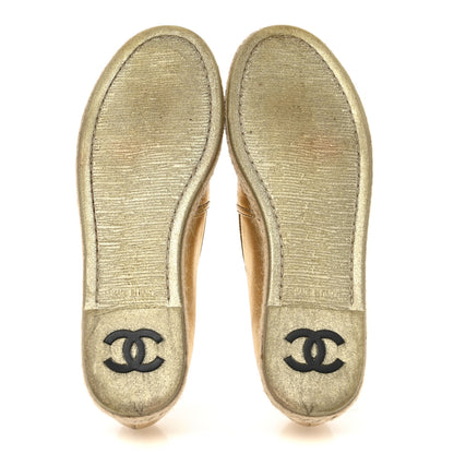Chanel Metallic Lambskin CC Mocassin Loafers 37.5  Gold 6 of 10