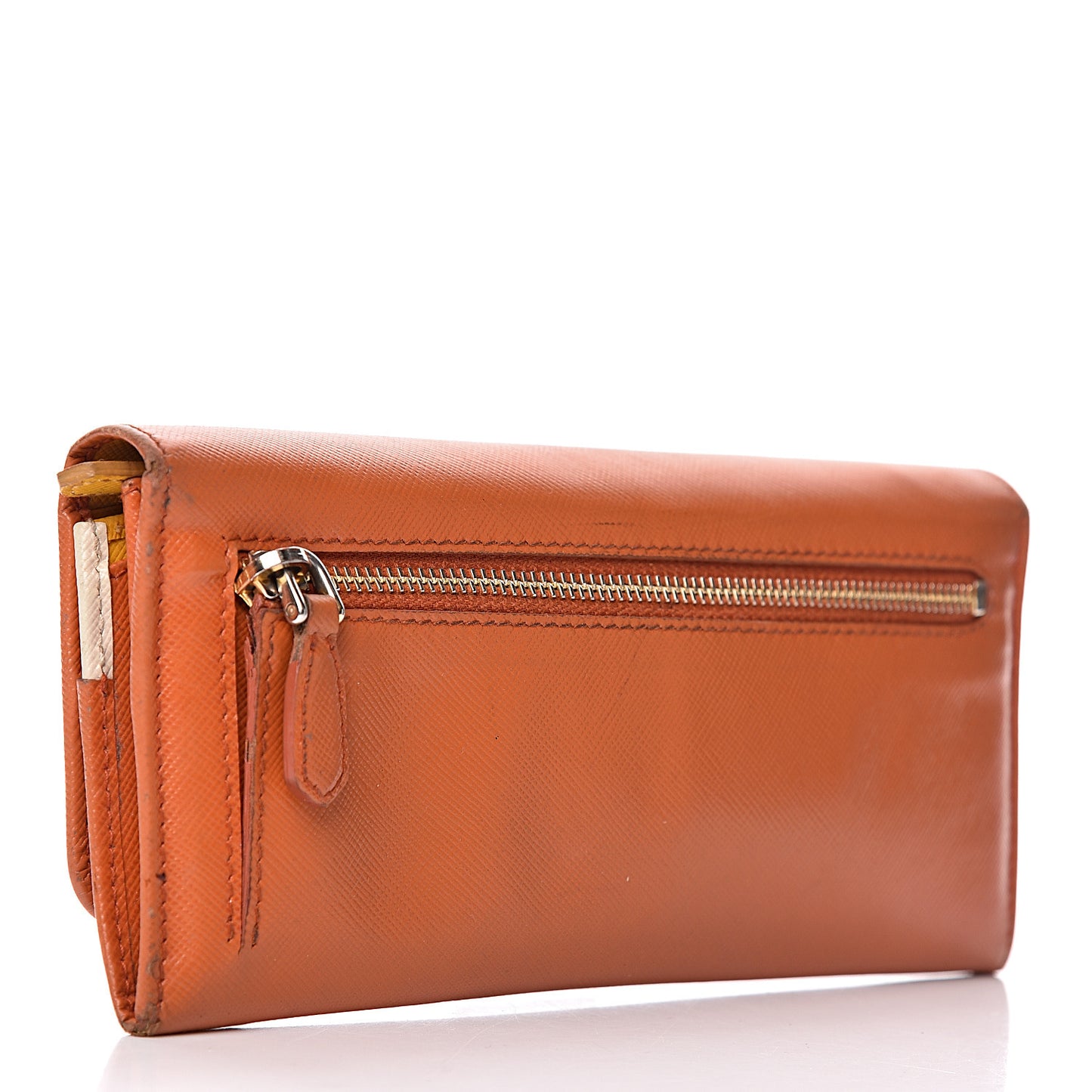 Saffiano Multicolor Continental Flap Wallet Papaya