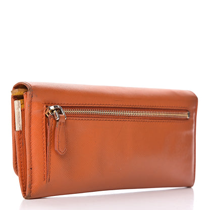 Prada Saffiano Multicolor Continental Flap Wallet Papaya 3 of 16