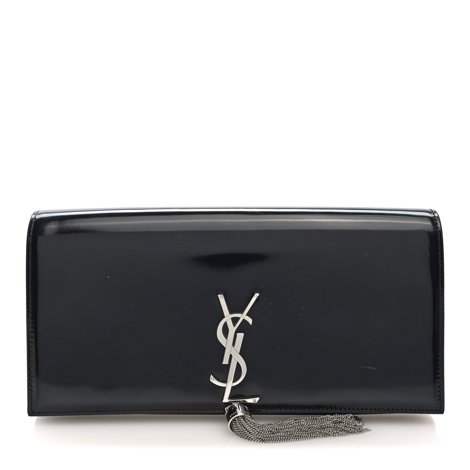 Saint Laurent Patent Cassandre Tassel Clutch Black 1 of 9