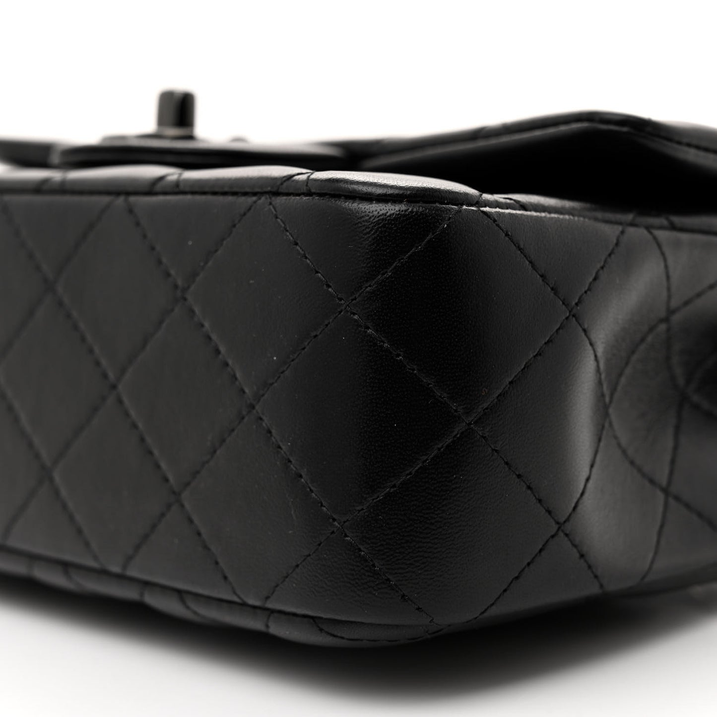 Lambskin Quilted Mini Top Handle Rectangular Flap So Black