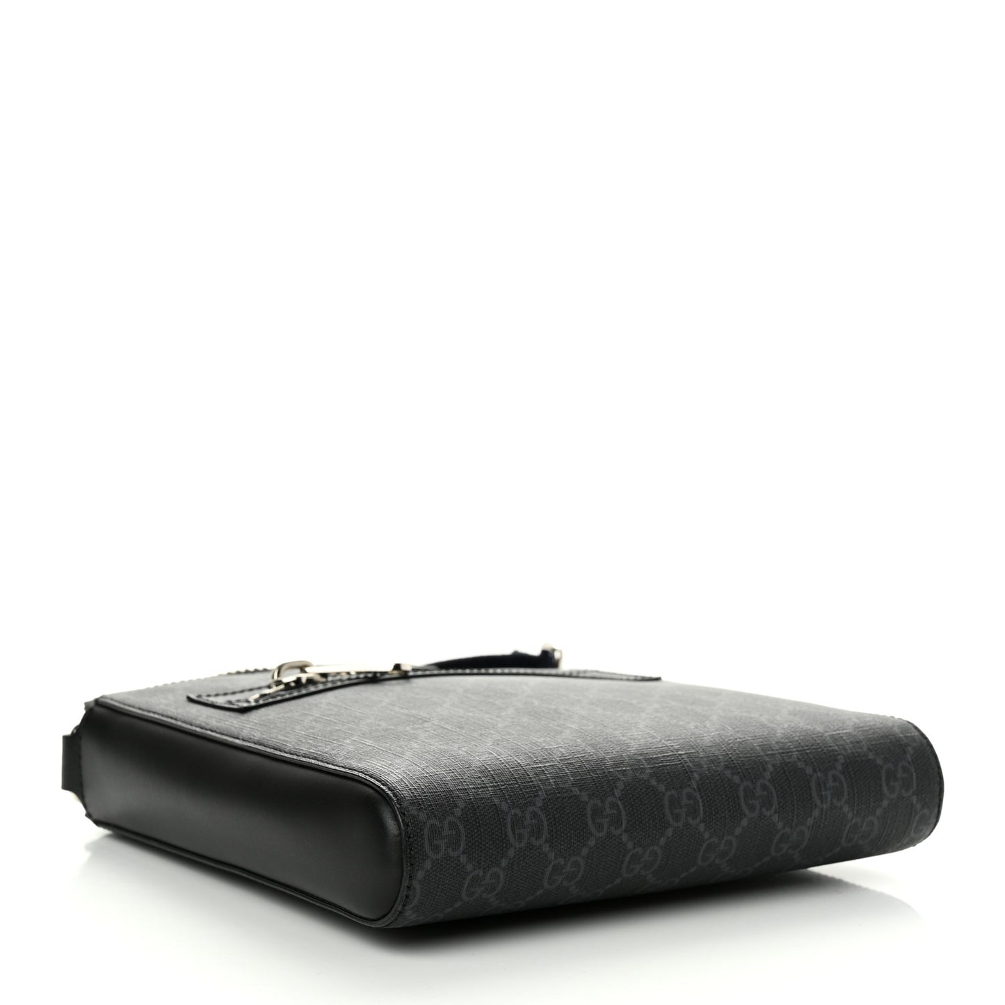 GG Supreme Monogram Web Small Flat Messenger Bag Black Grey