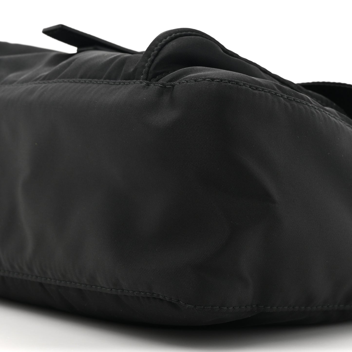 Re-Nylon Vela Saffiano Pocket Single Buckle Messenger Shoulder Bag Black