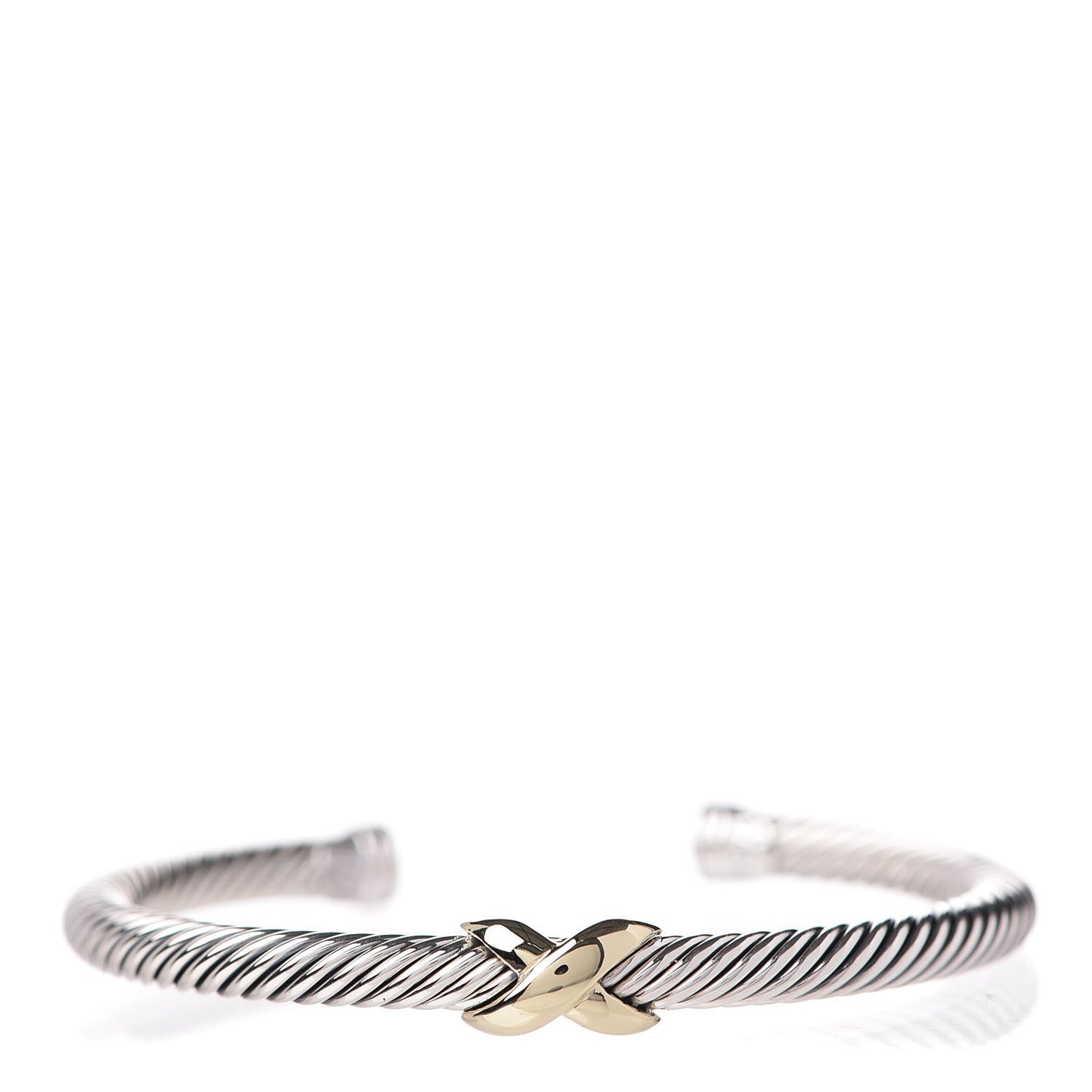 Sterling Silver 14K Yellow Gold 5mm X Station Cable Bracelet