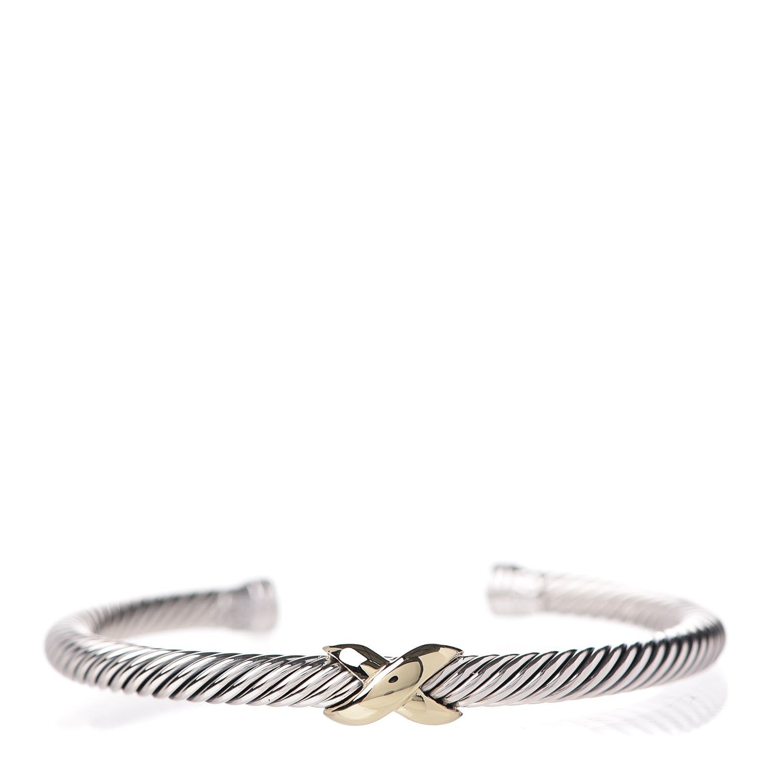 David Yurman Sterling Silver 14K Yellow Gold 5mm X Station Cable Bracelet 1 of 5
