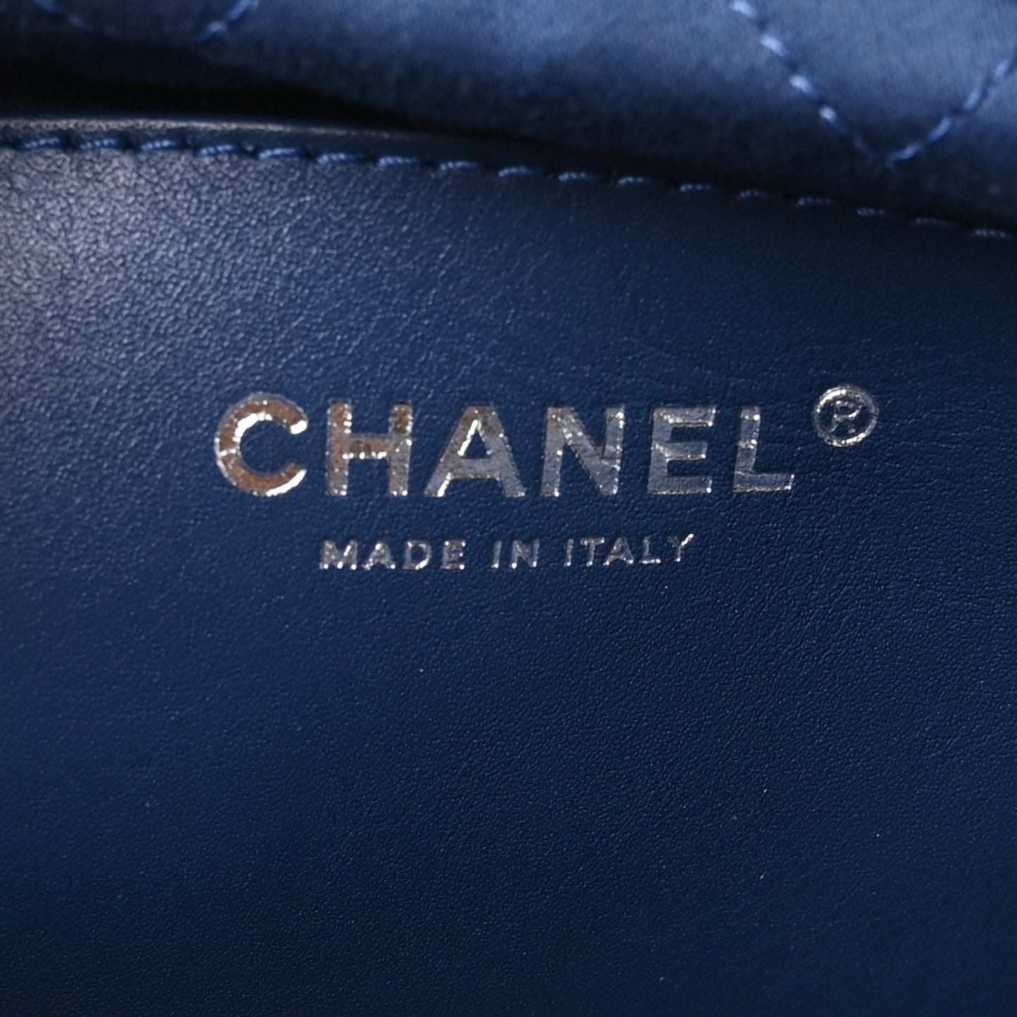 Washed Denim Quilted Studded Mini Chanel 22 Blue