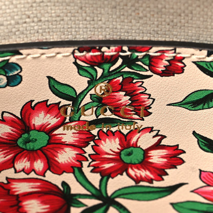 Gucci Calfskin Matelasse Diagonal Brit Roses Print Mini Interlocking G Heart Shoulder Bag  White Multicolor 6 of 9