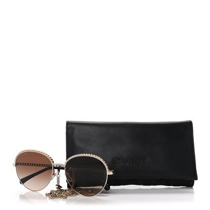 Chanel Chain Pantos Sunglasses 4242 Gold Brown 10 of 10