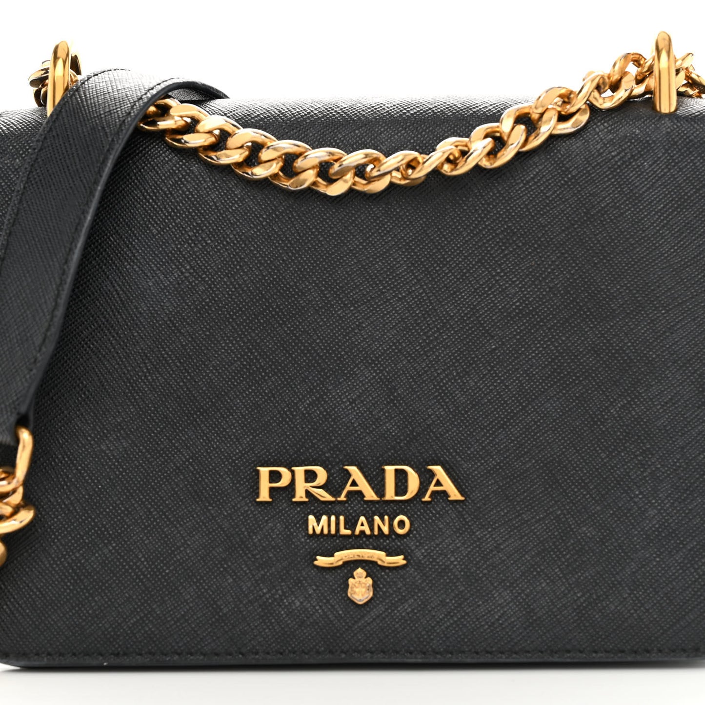 Saffiano Soft Calfskin Chain Crossbody Bag Black
