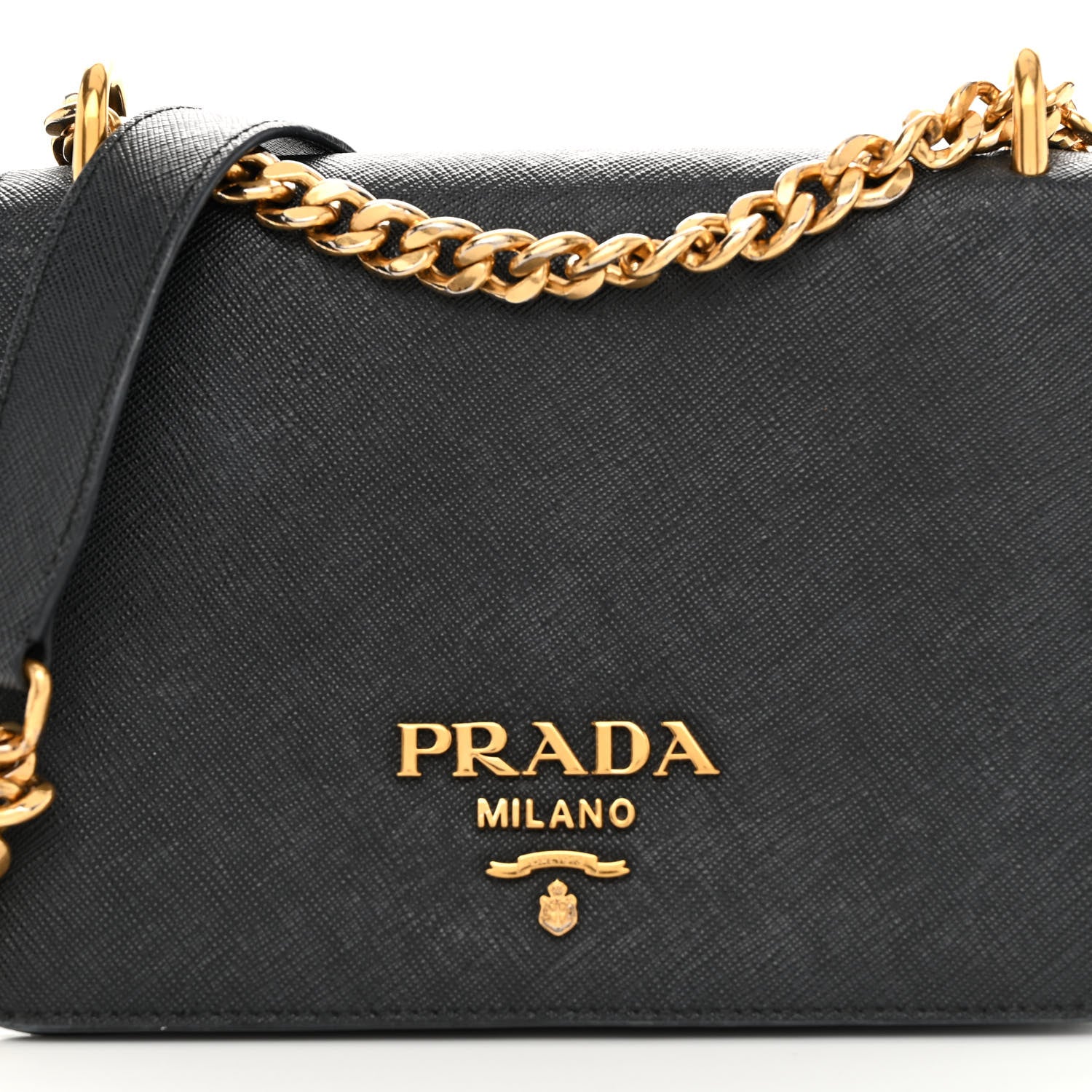 Prada Saffiano Soft Calfskin Chain Crossbody Bag Black 7 of 9