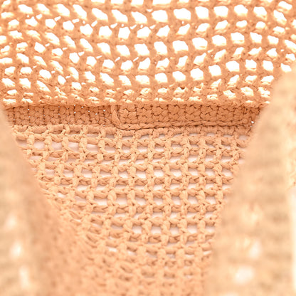Prada Yarn Raffia Effect Crochet Logo Embroidered Tote Bag Naturale 5 of 10