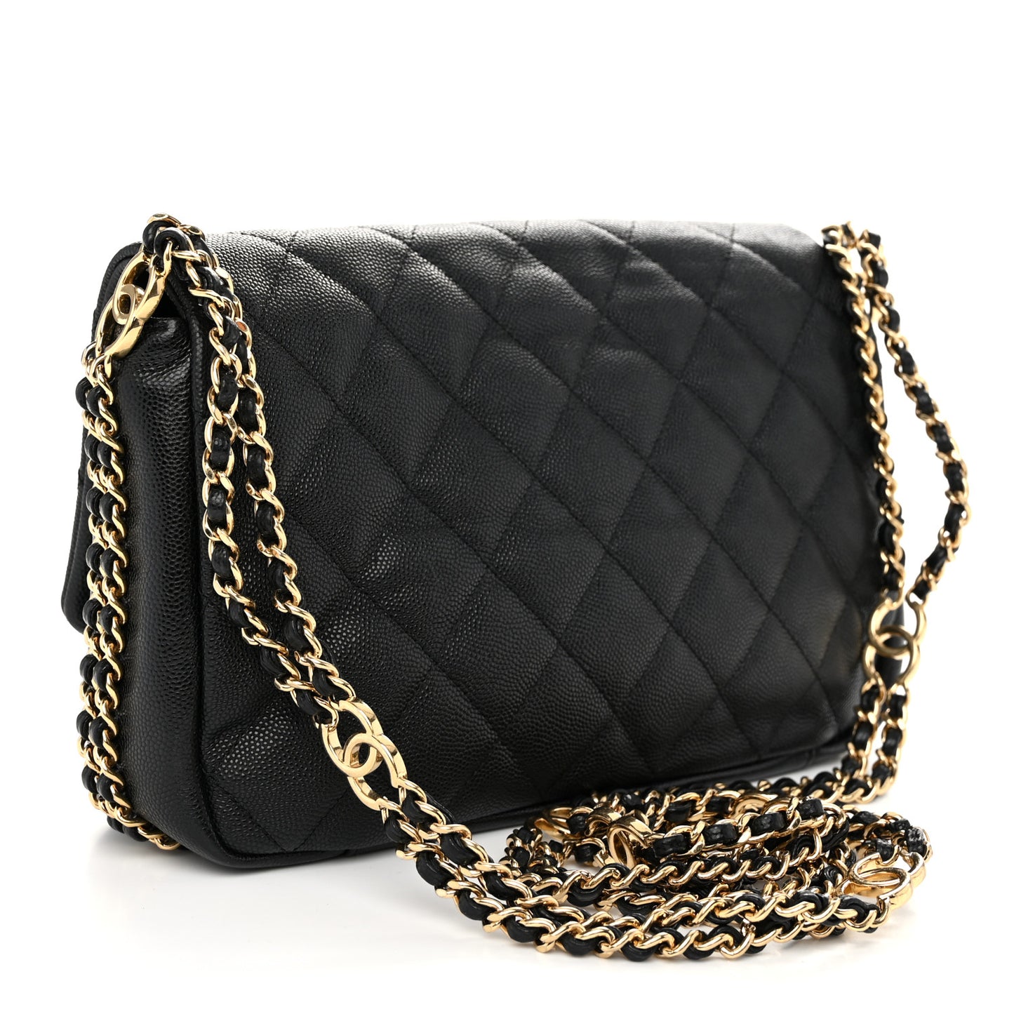 Caviar Quilted Small CC You Flap Black