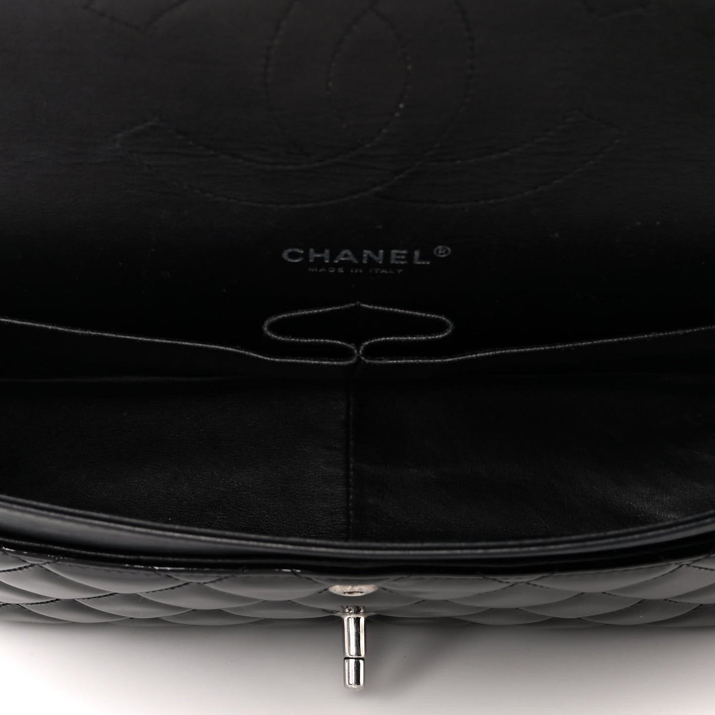 Patent Quilted Jumbo Double Flap Black