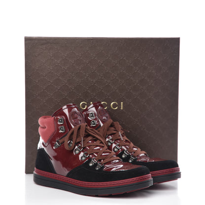 Gucci Patent Suede Mens Softy Tek High Top Sneakers 8 Black Charcoal Jupiter 13 of 13