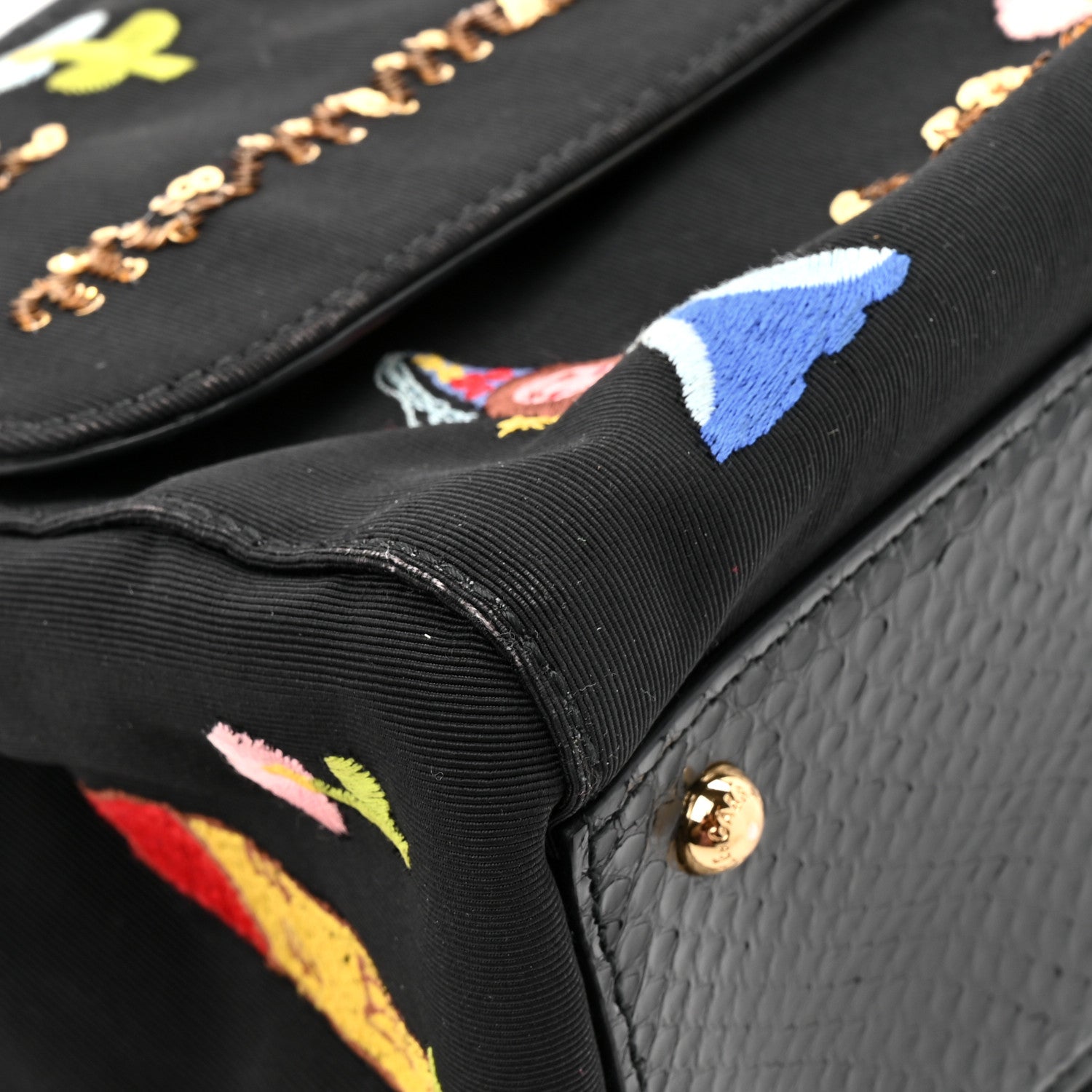 Dolce & Gabbana Neoprene Watersnake Embellished Medium Miss Sicily Satchel Black Multicolor 11 of 13