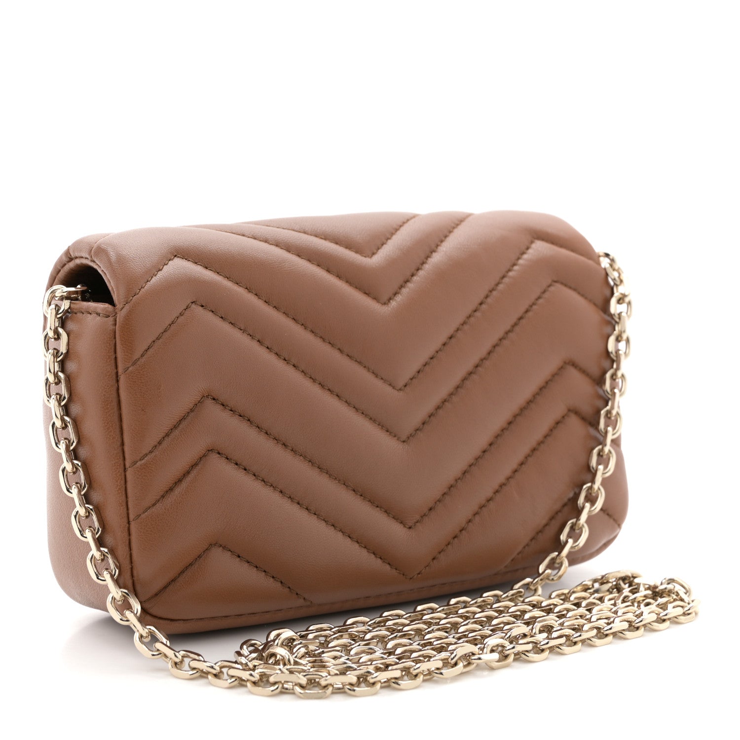 Gucci Lambskin Matelasse Mini GG Marmont Shoulder Bag Brown 3 of 11