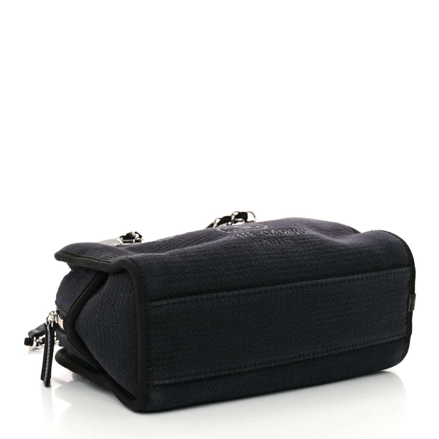 Chanel Mixed Fibers Small Deauville Bowling Bag Navy Blue 4 of 12