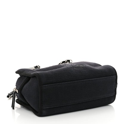 Chanel Mixed Fibers Small Deauville Bowling Bag Navy Blue 4 of 12
