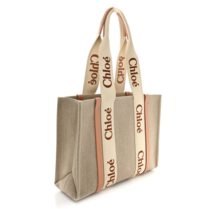 Chloe Linen Calfskin Medium Woody Ribbon Tote Wooden Orange 3 of 10