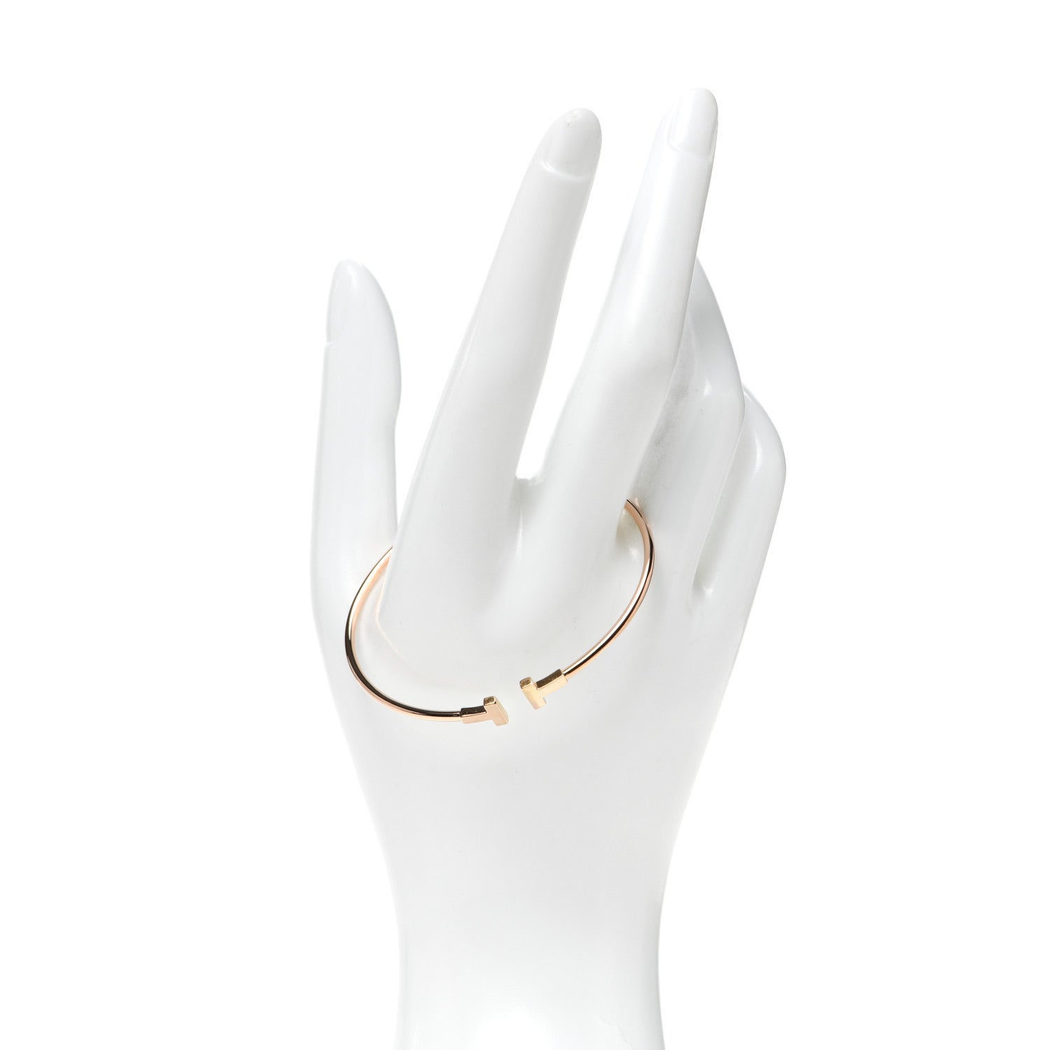 Tiffany 18K Rose Gold Narrow T Wire Bracelet 2 of 4