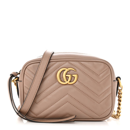 Gucci Calfskin Matelasse Mini GG Marmont Chain Shoulder Bag Porcelain Rose 1 of 12