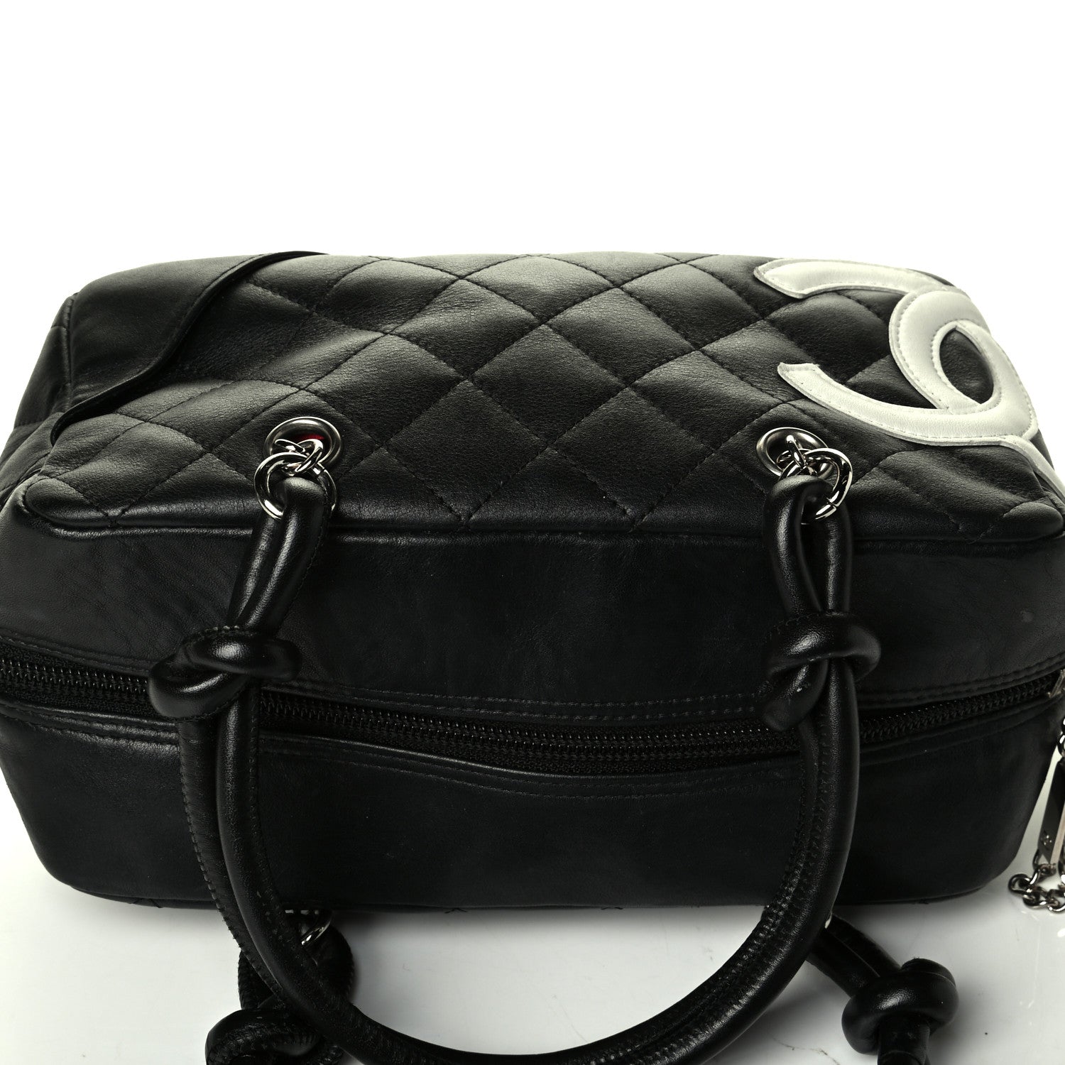Chanel Calfskin Quilted Cambon Pochette Black White 6 of 7