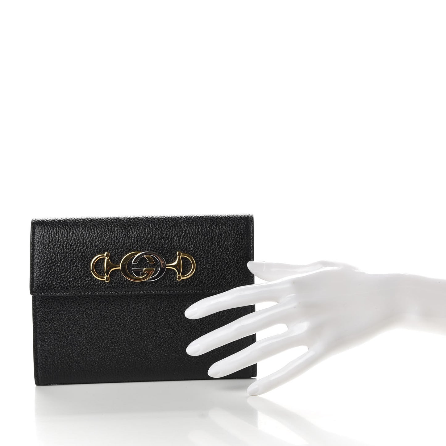Grainy Calfskin Zumi Flap Card Case Black