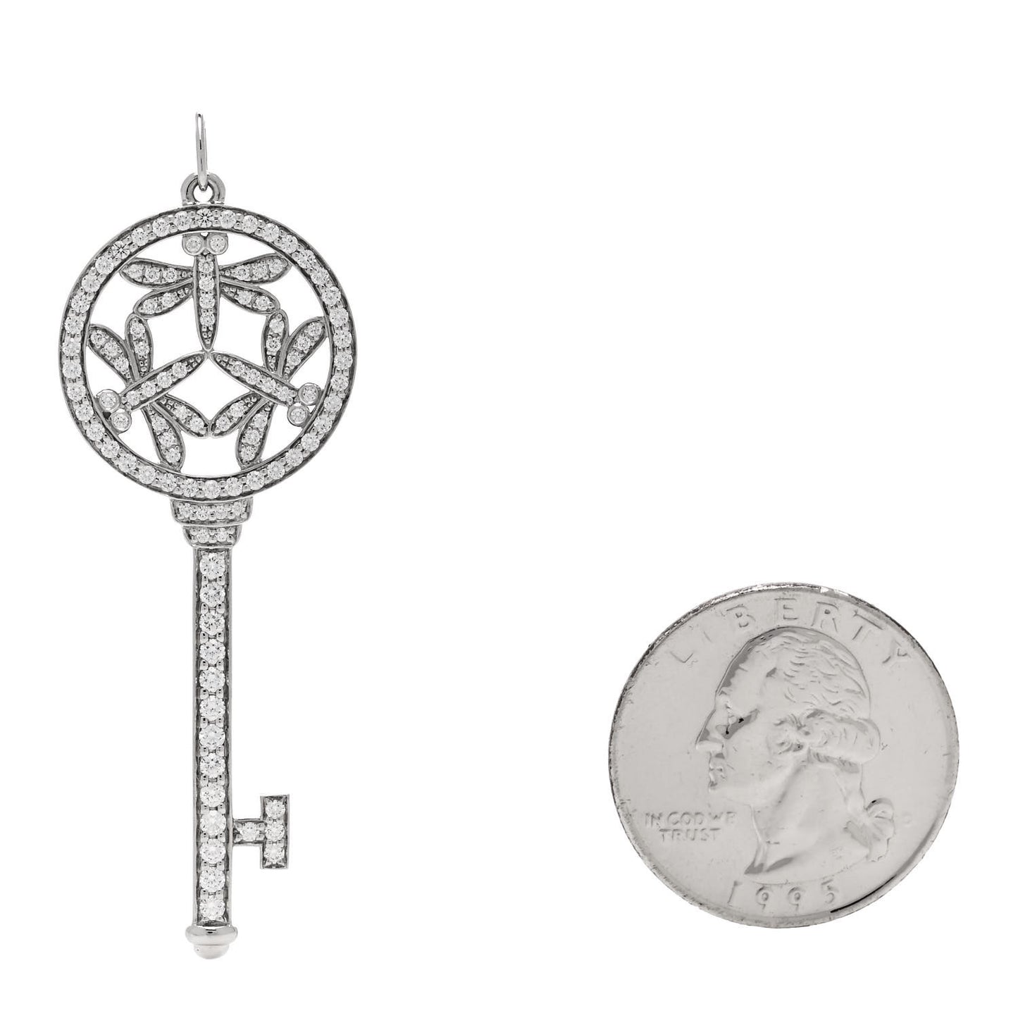 Platinum Diamond Large Dragonfly Key Pendant