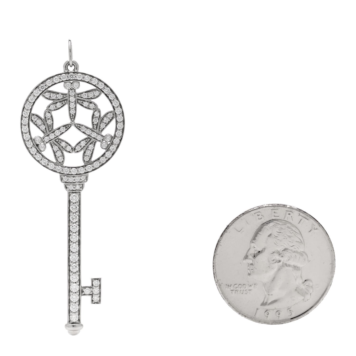Tiffany Platinum Diamond Large Dragonfly Key Pendant 2 of 5