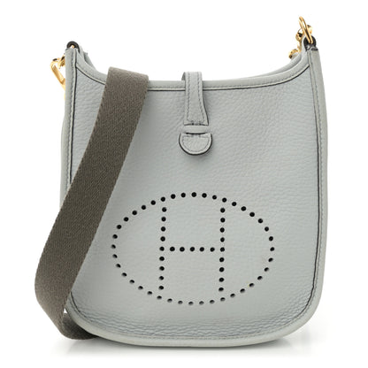 Hermes Taurillon Clemence Amazone Evelyne TPM Bleu Pale Etain 1 of 11