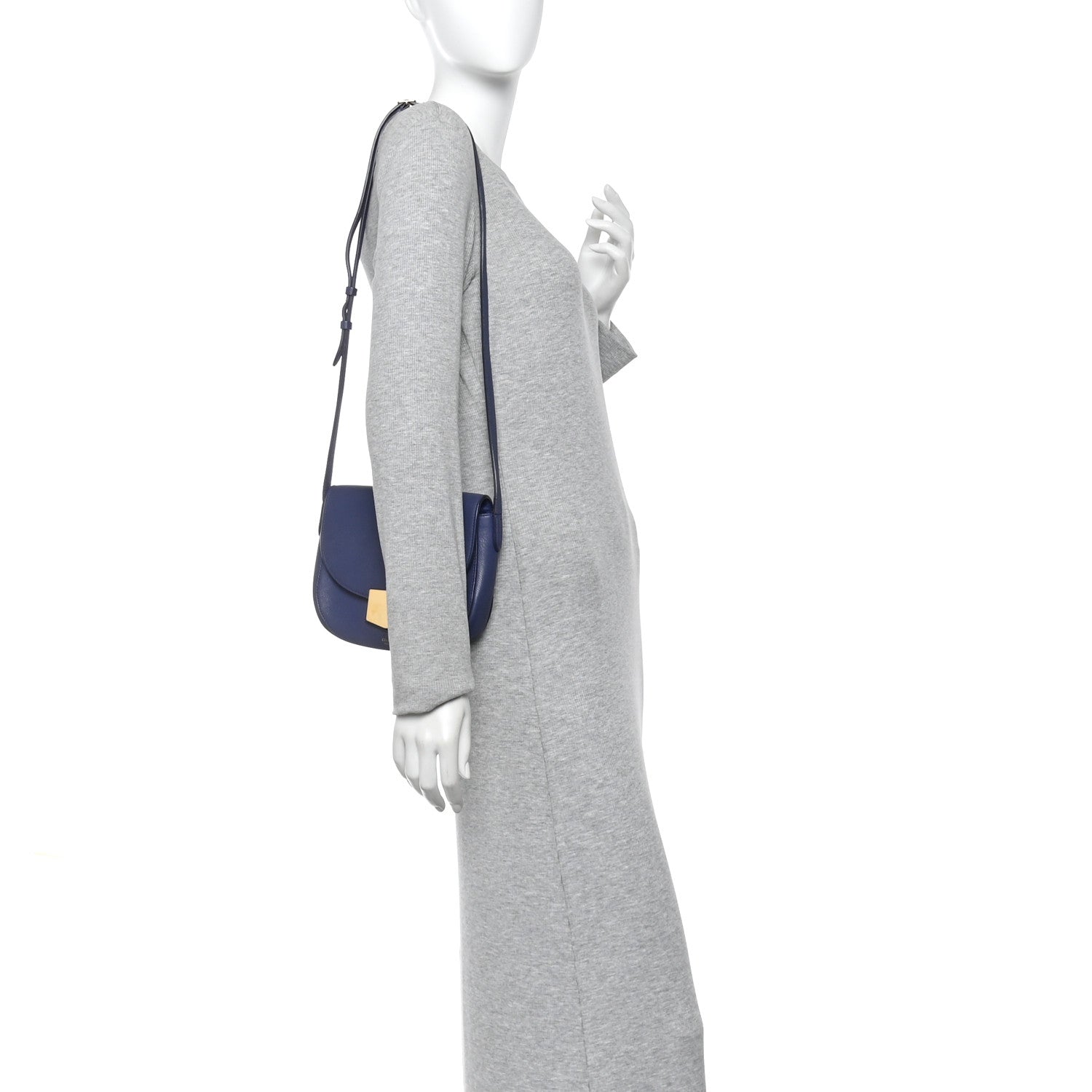 Celine Grained Calfskin Small Trotteur  Indigo 2 of 13