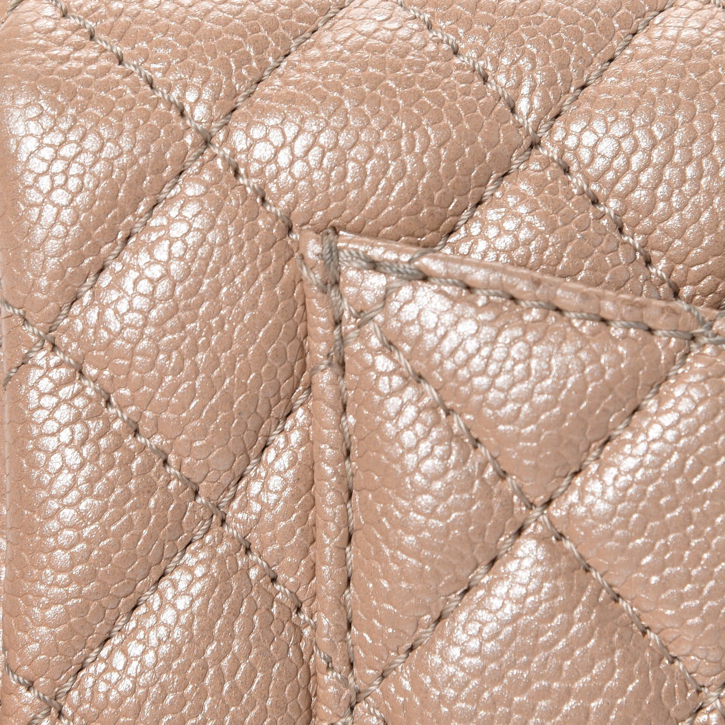 Pearly Caviar Quilted Mini Rectangular Flap Beige