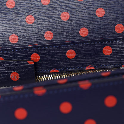 Gucci Shangai Calfskin Polka Dot Horsebit 1955 Shoulder Bag Blue Orange 9 of 10
