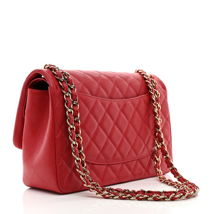 Chanel Caviar Quilted Jumbo Double Flap Red 2 of 10
