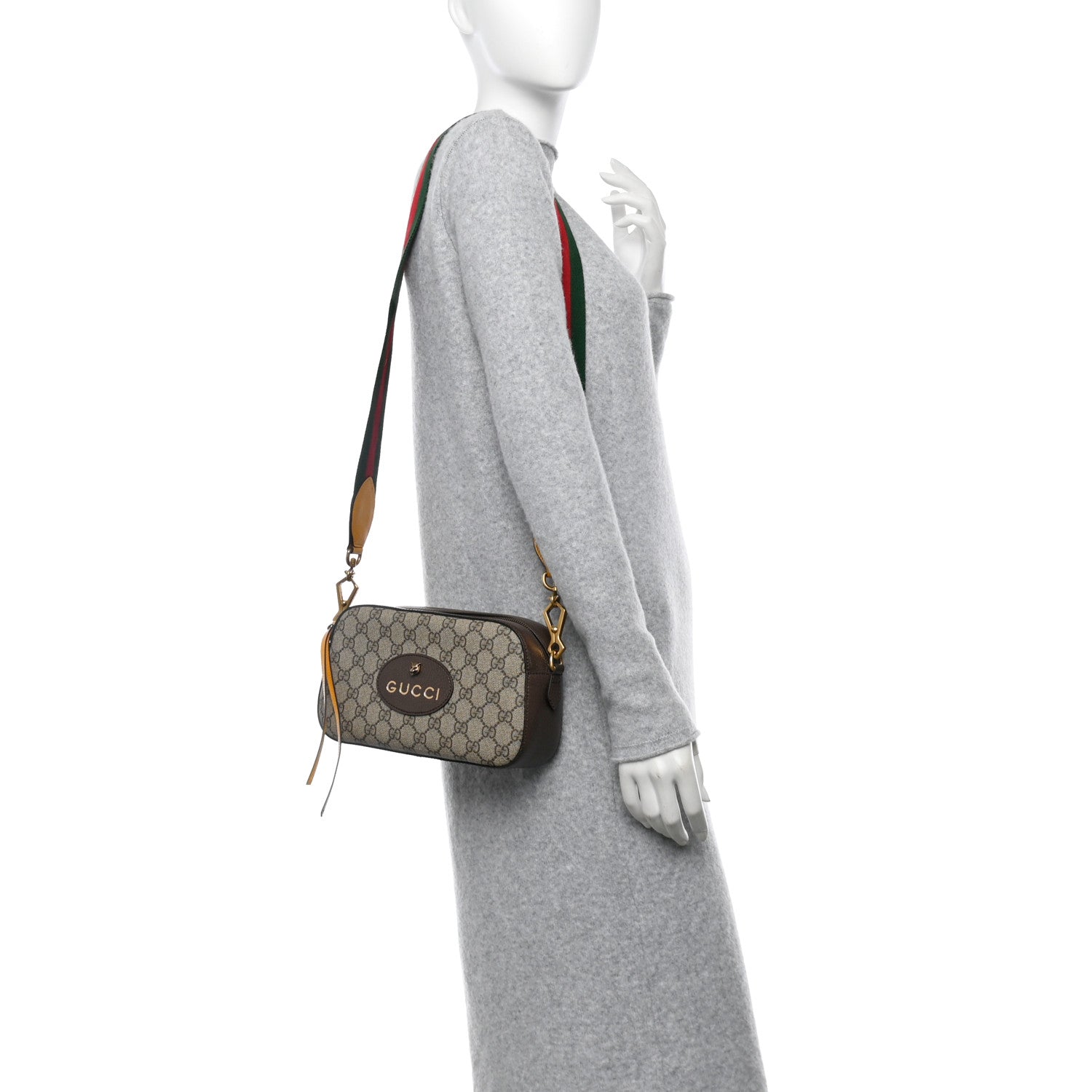 Gucci GG Supreme Monogram Web Neo Vintage Shoulder Bag Beige New Acero Crop 2 of 11