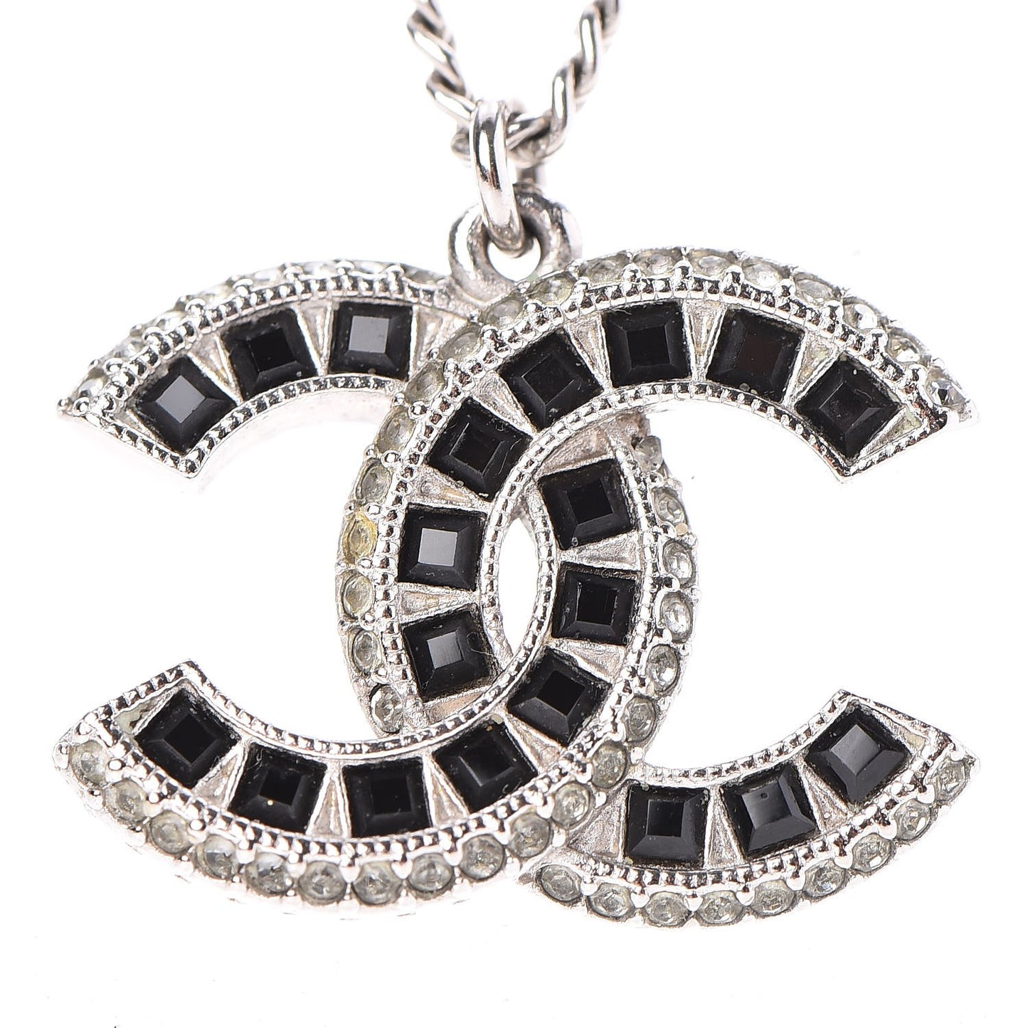 Ruthenium Baguette Crystal CC Necklace Black