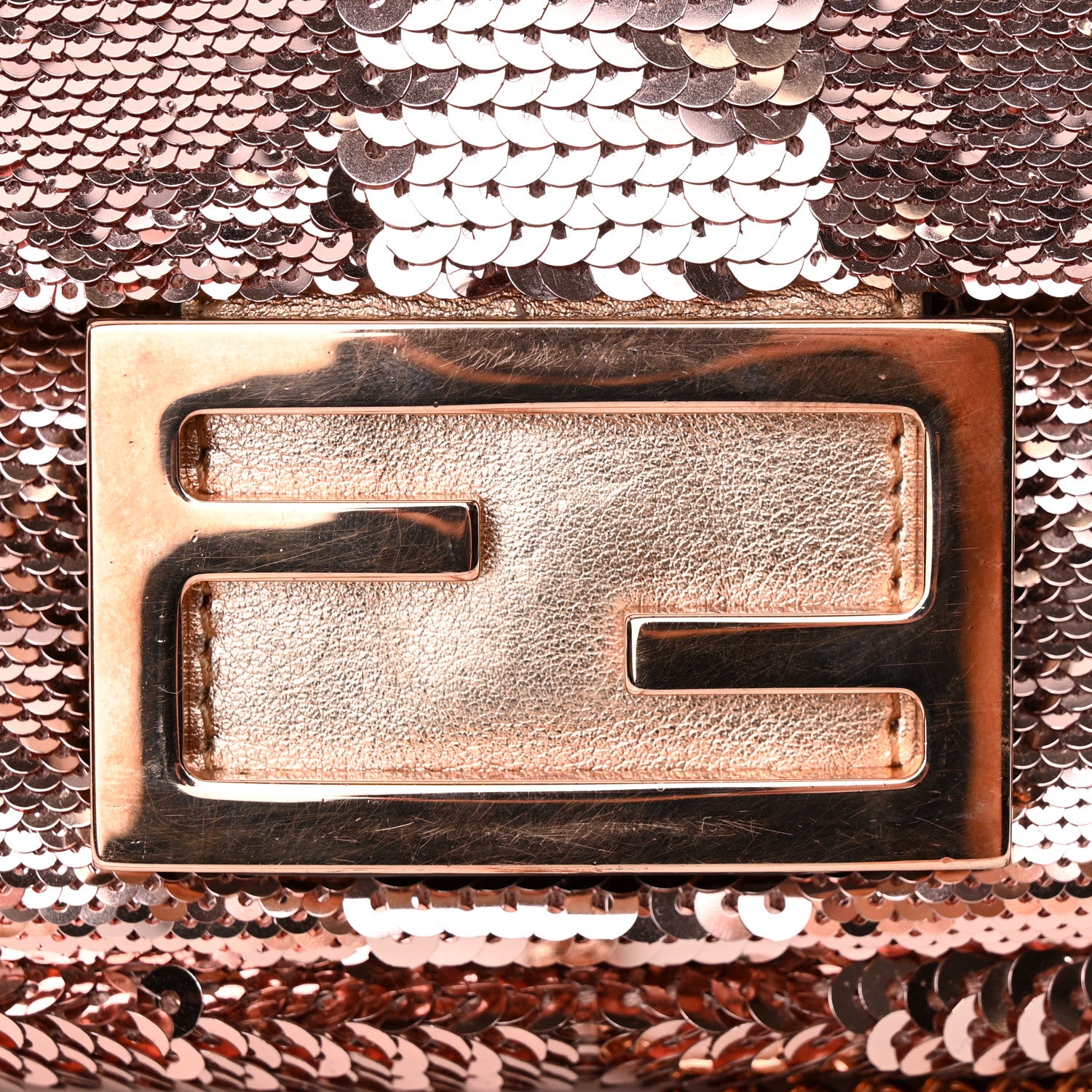 Fendi Sequin Metallic Nappa Pequin Mini Baguette Rame 12 of 13