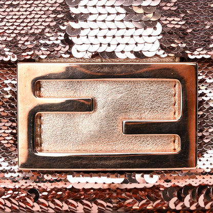 Fendi Sequin Metallic Nappa Pequin Mini Baguette Rame 12 of 13