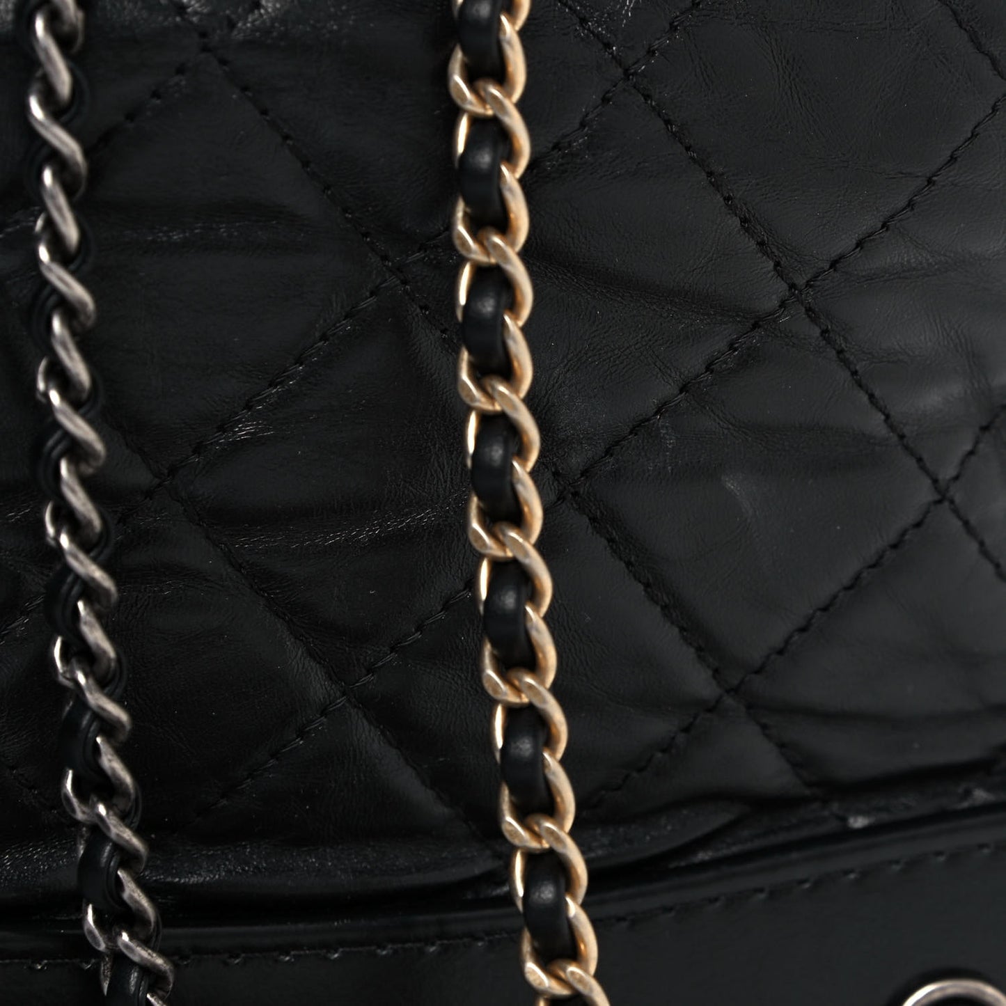 Aged Calfskin Quilted Gabrielle Backpack Black