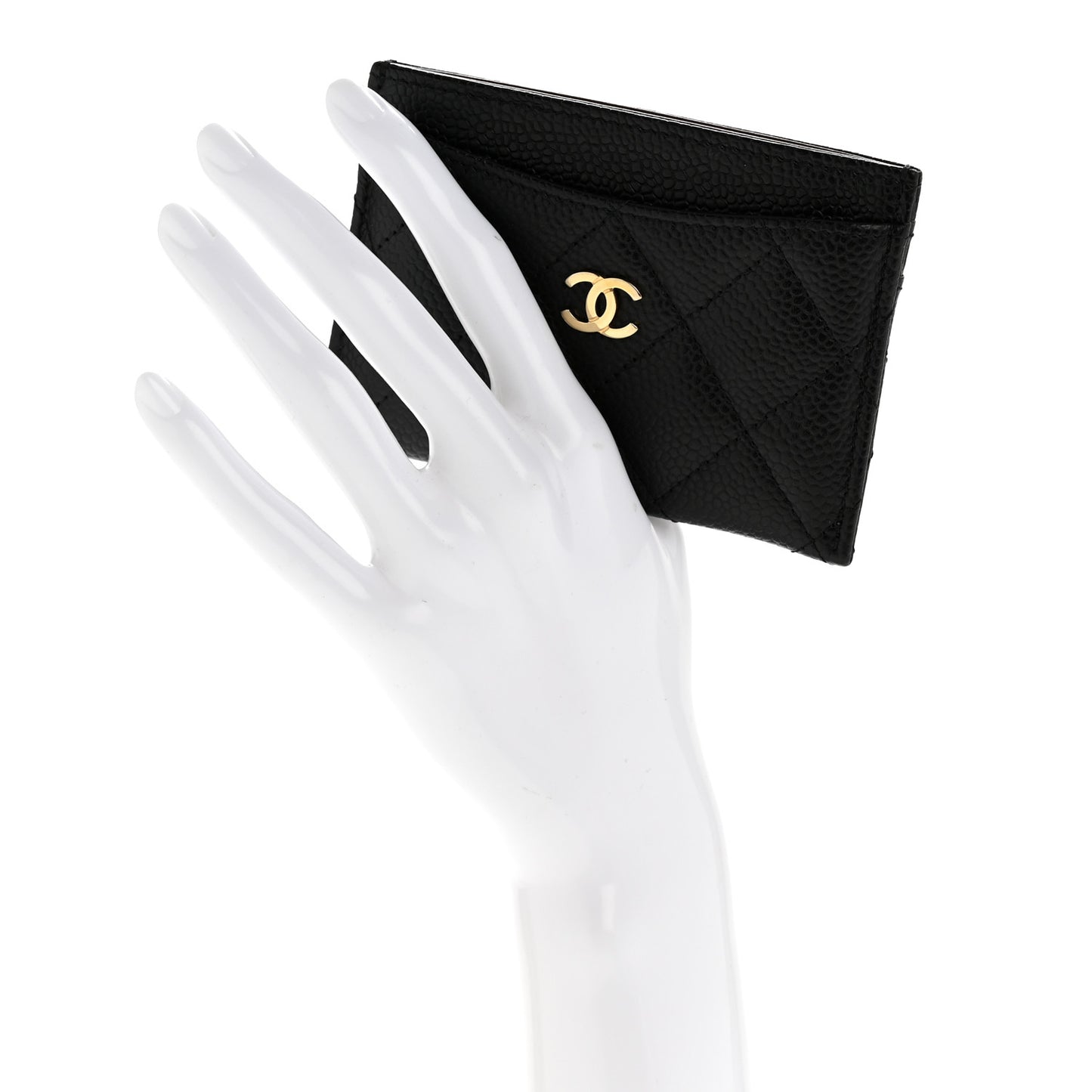 Caviar Quilted Card Holder Black